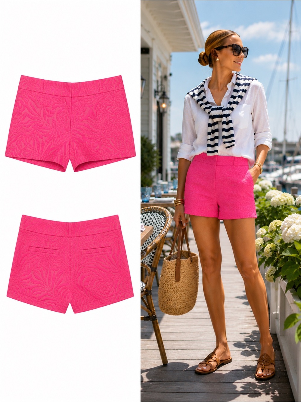 Lilly Pulitzer Ellie Shorts 2 Flamingo Pink Jungle Leaf Jacquard Resort Preppy